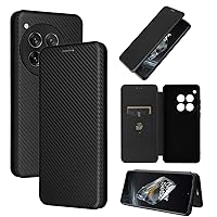 Compatible with OnePlus 12 Case, Luxury Carbon Fiber PU+TPU Hybrid Case Full Protection Shockproof Flip Case Cover Compatible with OnePlus 12 (Color : Black)