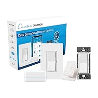 Diva Smart Dimmer Switch for Caseta Smart Lighting Deluxe (2 Dimmer) Kit with Caséta Smart Hub | Compatible with Alexa, Apple Home, Ring, Google Assistant | White