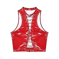 YiZYiF Men Metallic Shiny Sleeveless Sport Half Muscle Crop Tank Top Slim Fit Strap T-Shirt Clubwear