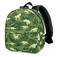 Lightweight Toddler Kids Backpack with Chest Strap For Boys and Girls, Preschool Kindergarten 3-6 Years Old 30 Colors (Dinosaur/Green Camouflage)