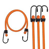 WORKPRO 24 Inch Bungee Cord with Hooks, 4 Pack Superior Rubber Heavy Duty Straps Strong Elastic Rope for Outdoor Tent, Luggage Rack, Camping, Cargo, RV, Bike, Transporting, Storage, Orange