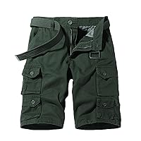 Mens Cargo Shorts Summer Casual Solid Color Chino Shorts Multi-Pocket Zipper Placket Combat Work Shorts