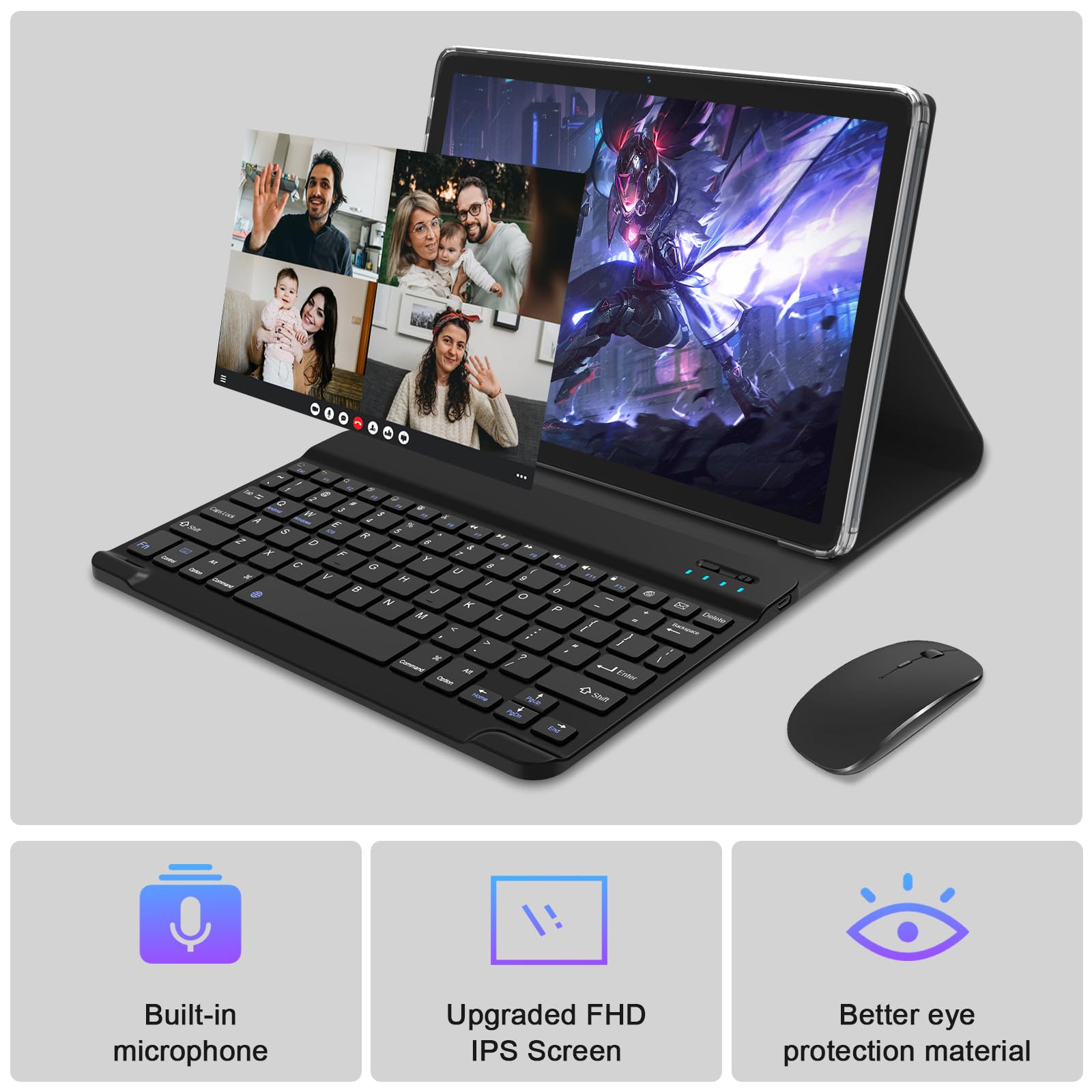 Tablet 10.1 Inch Android 12 Tablets 2023 Latest Android Tablet 128GB ROM+16GB RAM (8+8 Virtual), 2 in 1 Tablet with Keyboard, Powerful Octa-Core+13MP Camera, 1TB TF Expandable, FHD WiFi Tablet PC