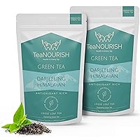 TeaNOURISH Darjeeling Himalayan Green Tea | Loose Leaf Tea | Relaxing & Stress Relief Tea | Immune Support | Brew Hot or as an Iced Tea - 3.53oz/100g (Pack of 2)