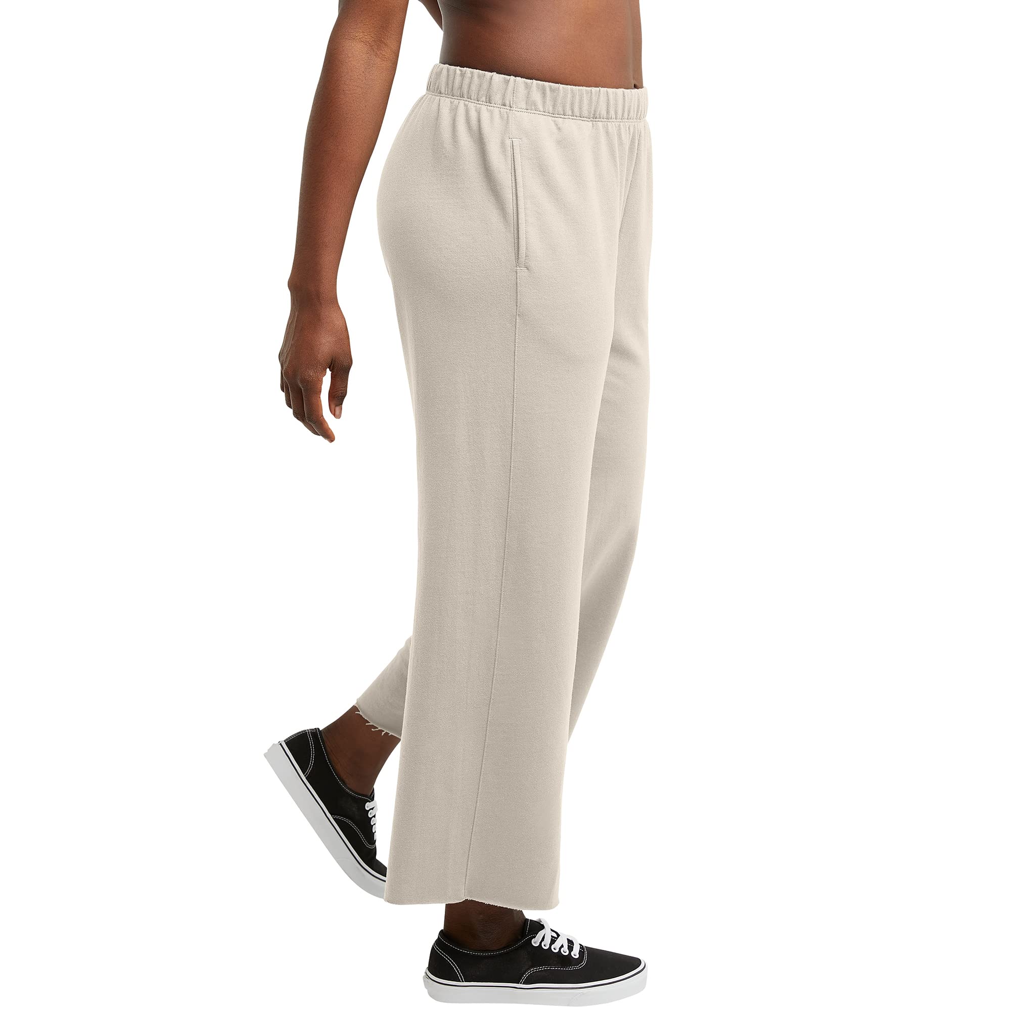 Hanes Women's Originals Wide Leg Crop Pants, Retro Lightweight French Terry Pants, 25