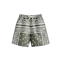 SOLY HUX Boy's Summer Boho Paisley Print Drawstring High Waisted Shorts