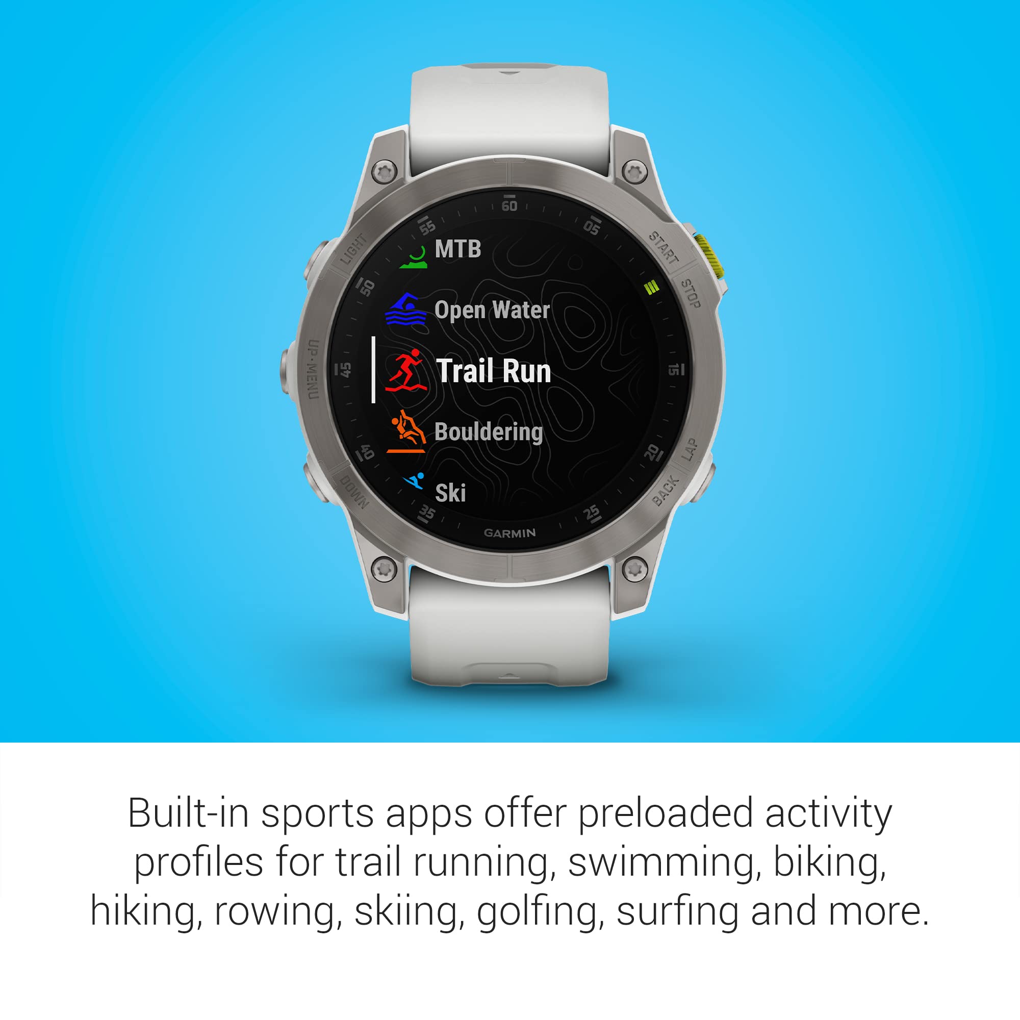 Garmin epix Gen 2, Premium active smartwatch, Health and wellness features, touchscreen AMOLED display, adventure watch with advanced features, white titanium