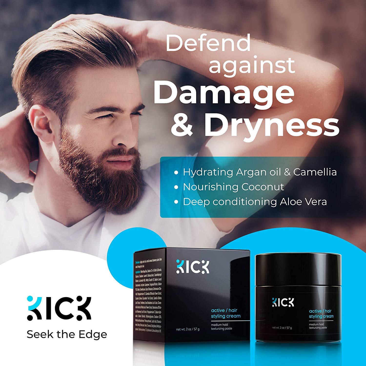 Mua Hair Cream for Men by KICK: Medium Hold Forming Cream - Award Winning Mens  Hair Products - Non Greasy Hair Styling Cream with Argan and Coconut Oil to  Restore Dry, Damaged