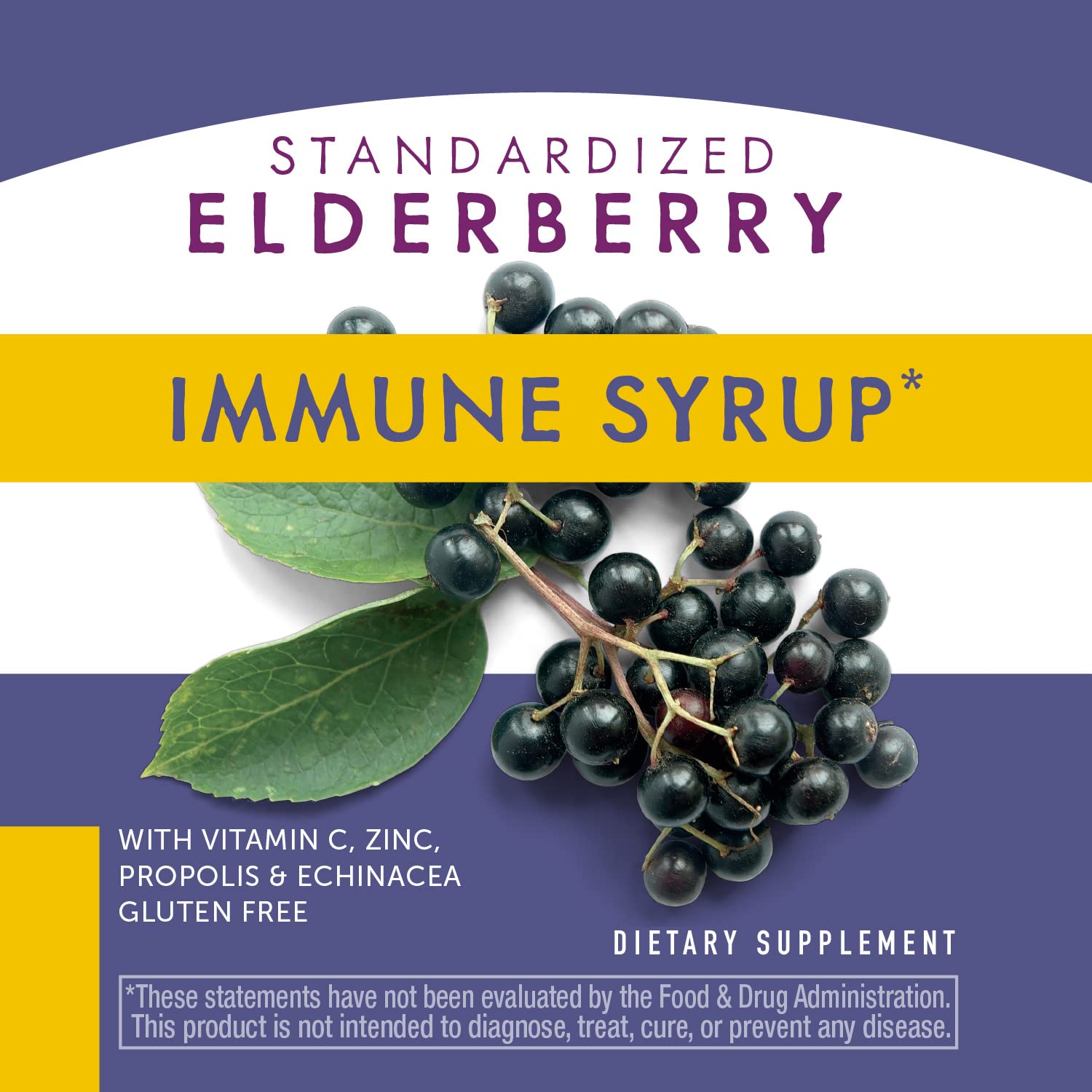 Nature's Way Sambucus Immune* Elderberry Syrup with Echinacea, Zinc & Vitamin C, 4 Oz (Pack of 2)
