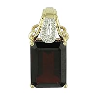 Carillon Stylish Red Garnet Natural Gemstone Octagon Shape Pendant 10K, 14K, 18K Yellow Gold Jewelry