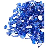 GASPRO 45-Pound Fire Glass – 1/2 Inch Reflective Tempered Fireglass with Fireplace Glass and Fire Pit Glass, Cobalt Blue Reflective