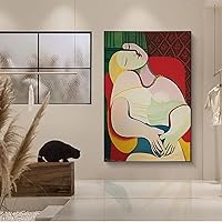HOLEILUCK Scandinavian Modern Abstract Room Wall Art Picasso Famous HD Canvas Prints Home Bedroom Living Room Decoration 85x130cm/33x51inch With-Black-Frame