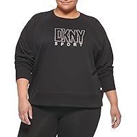 DKNY Women's Plus Size Center Logo Crewneck Pullover
