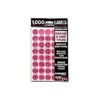 7035 Priced Garage Sale Stickers, 1,000 Count Pre-Printed Labels, Pink