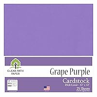 Grape Purple Cardstock - 12 x 12 inch - 65Lb Cover - 25 Sheets - Clear Path Paper