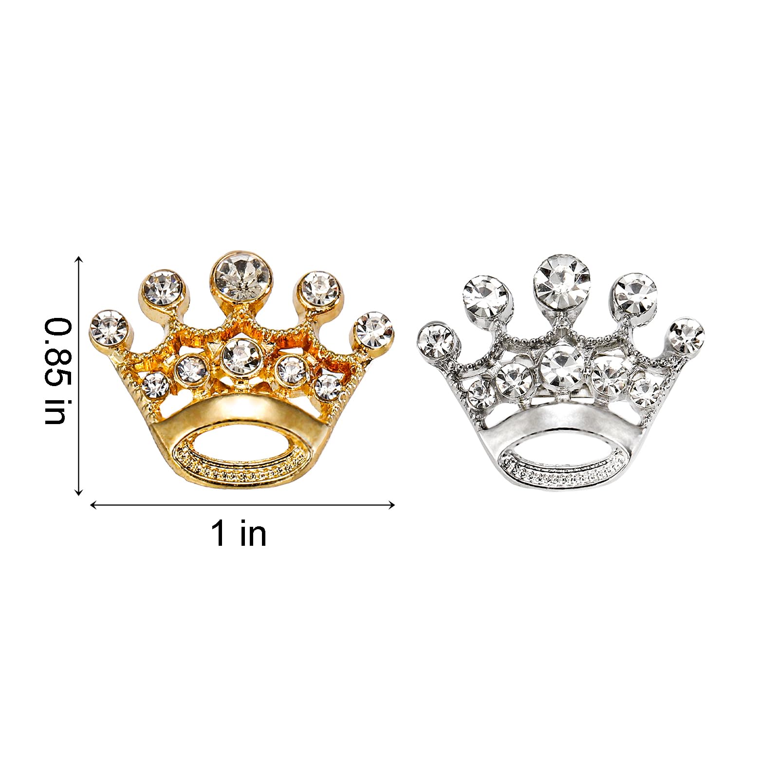 Okllen 48 Pieces Small Crown Brooches, Silver Gold Crown Pins, Fashion Rhinestone Brooch Pins for Women, Men, Lapel, Sashes, Wedding