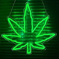 16 inch Green Leaf Neon Sign, Personalized Marijuana Hemp Leaf LED Signs Neon Light, Cannabis Weed Neon Signs for Outdoor Indoor Wall Decor - Plug in Power