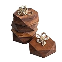 5pcs Wood Jewelry Stand Tray, Hexagon Display Riser Set, Retail Jewelry Shop Display Riser, Walnut Hexagon 5pcs Small