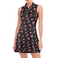 Viracy Women's Sleeveless Tennis Dress with Shorts and Pockets Ruffle Zip Up Collar Golf Outfits
