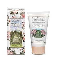 L’Erbolario Rose Perfumed Nourishing Hand Cream - Hand Lotion for Dry, Cracked Hands - Floral Rose Fragrance - Skin Barrier Repair Cream - 2.5 oz