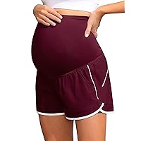 Maacie Maternity Shorts Double Layer 2 in 1 High Waist Athletic Shorts with Pockets