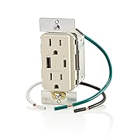 T5634-T 60W (20V@2.5A+ 5V@2A) USB Dual Type A/Type-C Power Delivery in-Wall Charger with 15A Tamper-Resistant Outlet, USB Charger for Smartphones, Tablets, Laptops, Light Almond