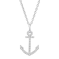 Dazzlingrock Collection Ladies Anchor Pendant (Silver Chain Included), Available In Round Diamonds, Gemstones & Metal in 10K/14K/18K Gold & 925 Sterling Silver