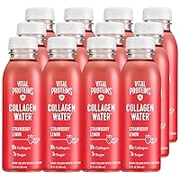 Ready to Drink Strawberry Lemonade Flavored Collagen Water, 12 Fluid Ounces (Pack of 12)