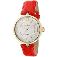 Peugeot PP Women Large Easy to Read Dial Wrist Watch with Roman Numerals & Leather Band Strap