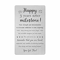3 Year Sobriety Gifts - Addiction Recovery Gifts for Women Men - 3 Year Sober Gifts 3 Year Sober Engraved Wallet Card