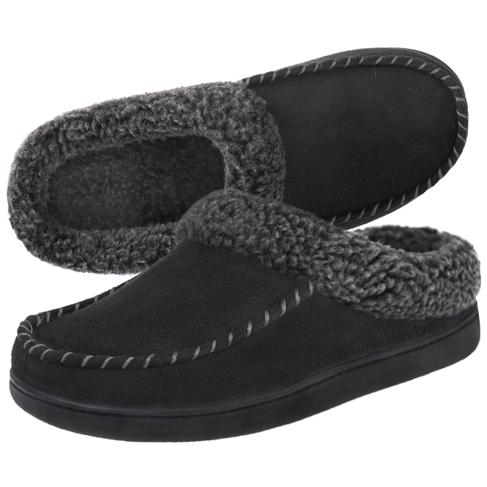 ULTRAIDEAS Men's Nealon Moccasin Clog Slipper, Slip on Indoor/Outdoor House Shoes