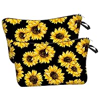 BESTOYARD 8 Pcs Sunflower Makeup Bag Portable Makeups Bag Sunflower Toiletry Bag Cosmetic Pouch for Purse Cosmetic Cases Sunflower Zipper Pouch Coin Storage Bags Delicate Travel Polyester