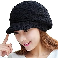 Womens Winter Beanie Warm Knitted Slouchy Wool Hats Cap with Visor