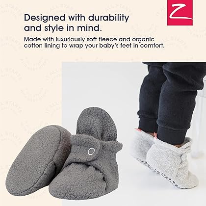 Zutano Unisex Fleece Baby Booties with Organic Cotton Lining, Newborn Essentials