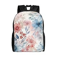 Watercolor Flowers Print Backpack for Women Men Lightweight Laptop Backpacks Travel Laptop Bag Casual Daypack