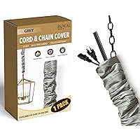 RDI Cord & Chain Cover 4 feet Silk Type Fabric, Chandelier Pendant Lighting Chain & Cable Management, Touch Fastener, Gray - 1 Pack