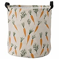Laundry Baskets Spring Carrots Collapsible Clothes Hamper Vintage Watercolor Plants Leaves Foldable Freestanding Laundry Hamper with Handle Storage Basket for Laundry 16.5x17in