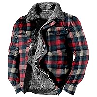 Fleece Plaid Flannel Jacket Print Hooded Zipper Pocket Long Sleeve Shirt Patchwork Jacket Loose Casual Thickened