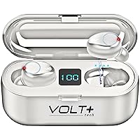 Wireless V5.3 Bluetooth Earbuds Compatible with ZTE Blade V50 Vita LED Display, Mic 8D Bass IPX4 Waterproof/Sweatproof (White)