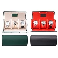Genuine Saffiano Leather Watch Roll Travel Case Bundle - 2X Watch Roll Case For 3 Watches With Luxury Ultrasuede Lining in Swiss Green & Nero Black - Protect, Store, & Display Fine Timepieces