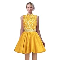 Halter Short Homecoming Dress Backless Prom Party Lace Dresses