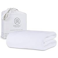 Threadmill Luxury Cotton Blankets for Twin Size Bed | All-Season 100% Cotton Twin Blanket for Bed | Herringbone Lightweight, Soft & Cozy Fall Thermal Blanket, 350GSM, 68x92 inches | White