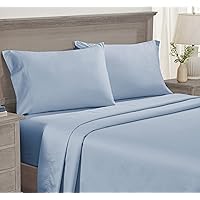 California Design Den 4 Piece California King Sheet Set - 100% Cotton, 600 Thread Count Deep Pocket Fitted and Flat Sheets, Luxury Soft Hotel Quality Bedding and Pillowcases with Sateen Weave - Blue