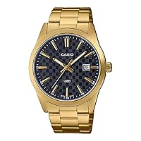 Casio MTP-VD03G-1A Men's Standard Gold Tone Stanless Steel Black Dial 3-Hand Analog Watch