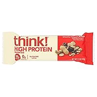 think! High Protein Bars - Chunky Peanut Butter, 20g Protein, 0g Sugar, No Artificial Sweeteners, Gluten Free, GMO Free, 2.1 Oz bar, 2.1 Oz