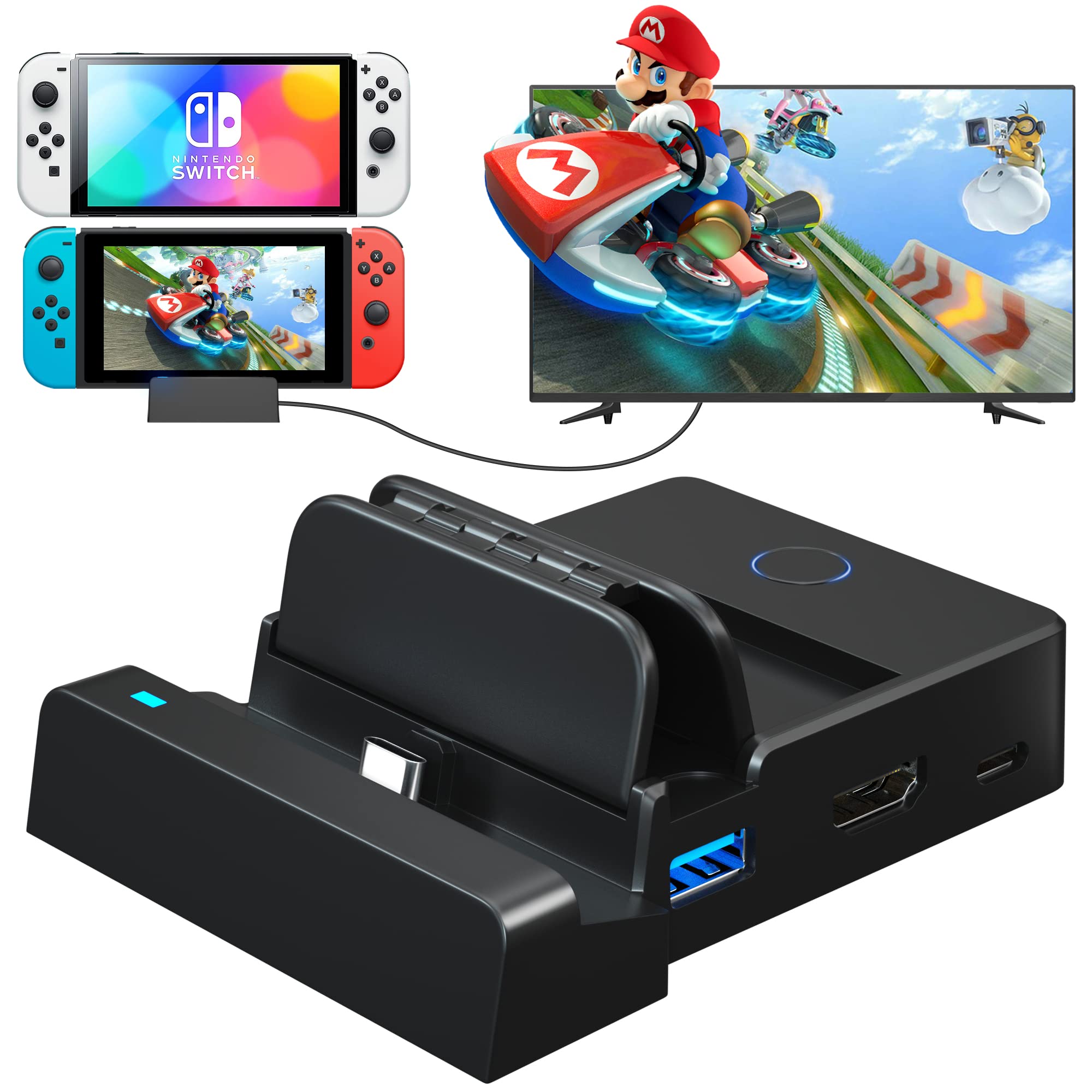 Feirsh Docking Station for Nintendo Switch, Foldable Switch Dock Nintendo Switch TV Dock with 4K HDMI Output, Replacement for Official Nintendo Switch Dock