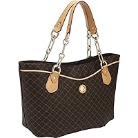 Signature Print Chain-Handled Canvas Tote