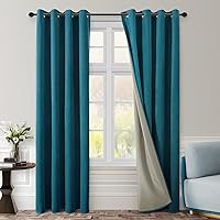 HOMEIDEAS Teal 100% Blackout Velvet Curtains, Peacock Blue Blackout Curtains for Bedroom/Living Room, 52 X 84 Inch Room Darkening Curtains Thermal Insulated Grommet Window Drapes, 2 Panels