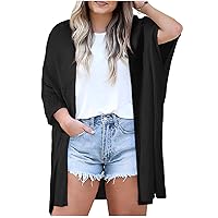 Eytino Women Plus Size Summer Cardigan Half Sleeve Open Front Lightweight Soft Knit Cardigans Sweaters Outwear(1X-5X)