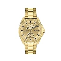 HUGO Multi Dial Quartz Watch for Men with Yellow Gold-Coloured Stainless Steel Strap - 1530243, gold, Bracelet